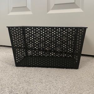 Small black storage bin